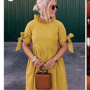 Elizabeth Wilson JUDY LANIEN DRESS IN MUSTARD CORDUROY XS Cottage Prairie